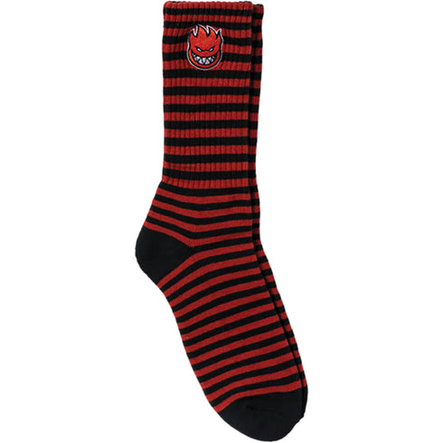 Spitfire - Bighead Fill Embroidered Stripe Socks (Black/Red)